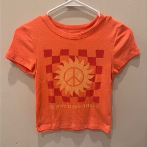 American Eagle Outfitters Salmon Peace Sun Baby Tee